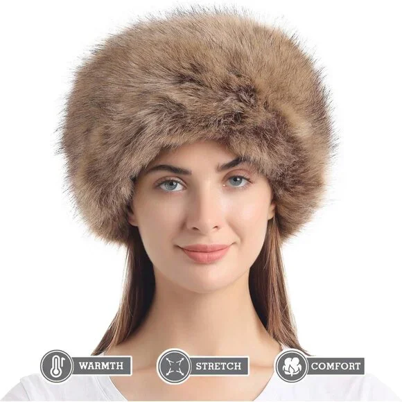 Women’s Winter Faux Fur Cossak Russian Style Hat Warm Cap Frost Protection - Picture 7 of 7